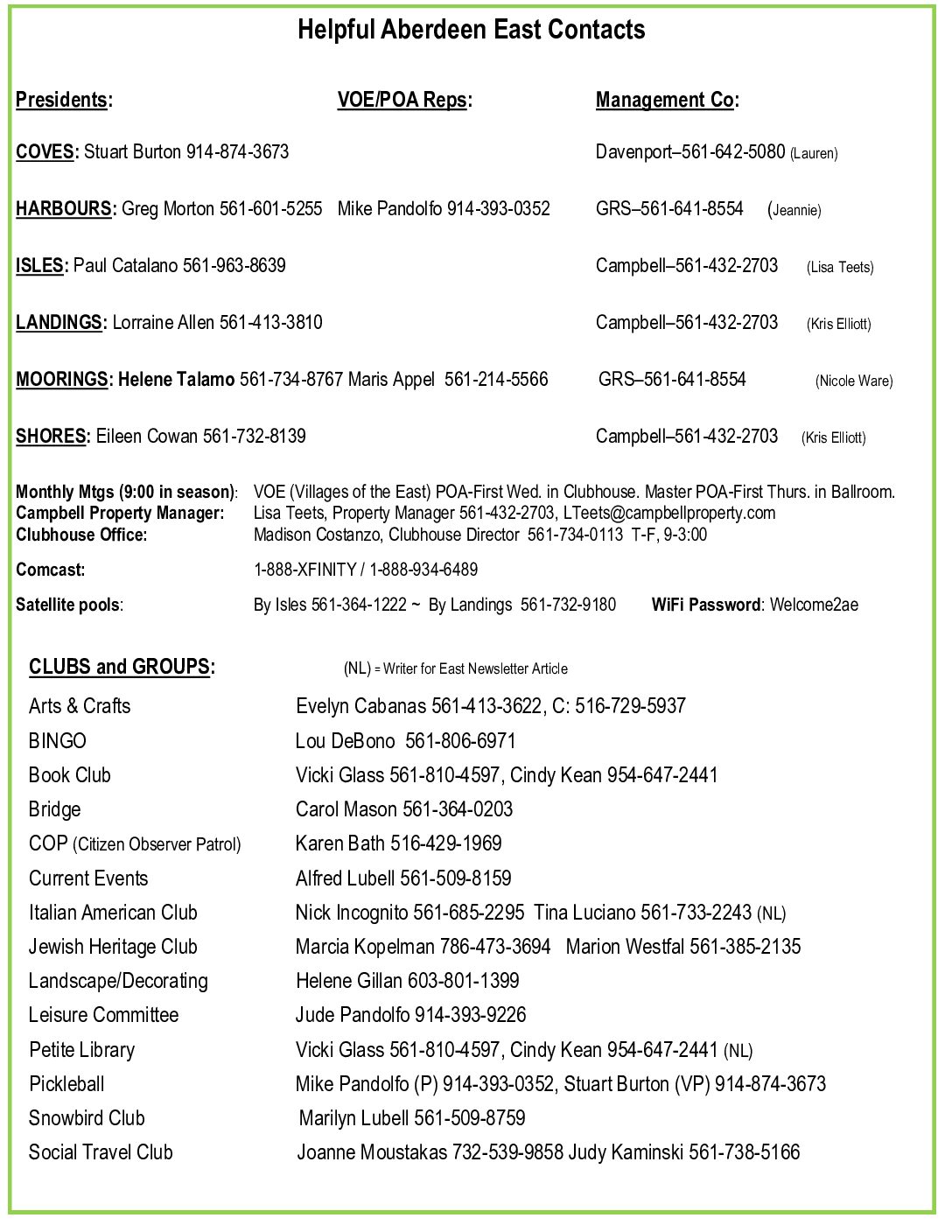 Aberdeen East Contacts As Of 5.22.25